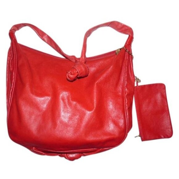 Fendi Vintage Red Leather HOBO Shoulder Bag w Matching Wallet - Picture 1 of 5